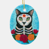 Dag van de dode katachtige suikerkletkunst keramisch ornament (Achterkant)