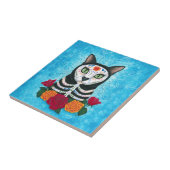 Dag van de dode katachtige suikerkletkunst tegeltje (Zijkant)