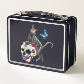 Dag van de dode kattensuikerschedel en vlinder (Achterkant)