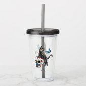 Dag van de dode kattensuikerschedel en vlinder acryl drinkbeker (Voorkant)