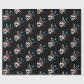 Dag van de dode kattensuikerschedel en vlinder cadeaupapier (Vlak)