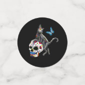 Dag van de dode kattensuikerschedel en vlinder confetti (Kleine voorkant)