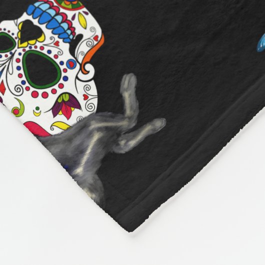 Dag van de dode kattensuikerschedel en vlinder fleece deken (Hoek)