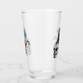 Dag van de dode kattensuikerschedel en vlinder glas (Rechts)