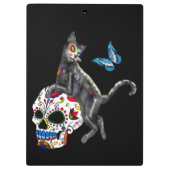 Dag van de dode kattensuikerschedel en vlinder klembord (Achterkant)