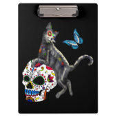 Dag van de dode kattensuikerschedel en vlinder klembord (Voorkant)