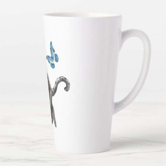 Dag van de dode kattensuikerschedel en vlinder latte mok (Rechts)