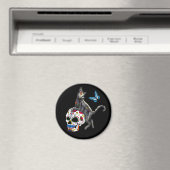 Dag van de dode kattensuikerschedel en vlinder magneet (Insitu (Vaatwasser))