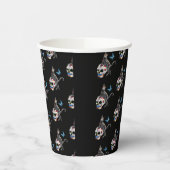 Dag van de dode kattensuikerschedel en vlinder papieren bekers (Links)