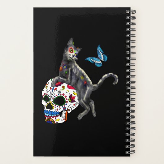 Dag van de dode kattensuikerschedel en vlinder planner (Achterkant)