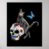 Dag van de dode kattensuikerschedel en vlinder poster (Voorkant)