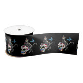 Dag van de dode kattensuikerschedel en vlinder satijnen lint (Spoel)