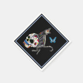 Dag van de dode kattensuikerschedel en vlinder servet (Hoek)