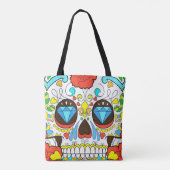 Dag van de dode, kleurrijke Canvas tas van de sche (Achterkant)