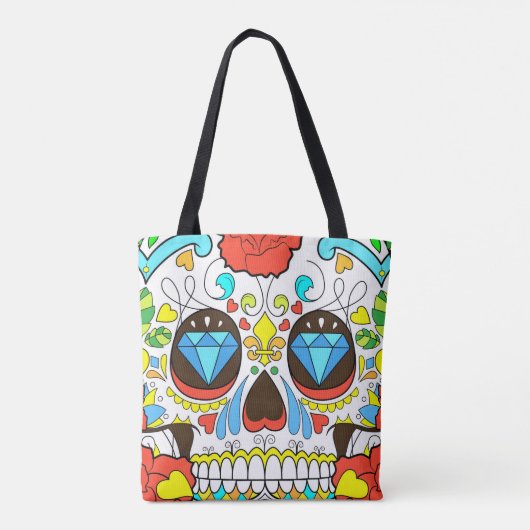 Dag van de dode, kleurrijke Canvas tas van de sche (Achterkant)