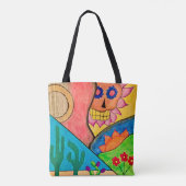 Dag van de dode, kleurrijke gitaar Rood Tote Bag (Achterkant)