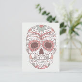 Dag van de Dode Kleurrijke Schedel met Bloemen Briefkaart (Staand voorkant)