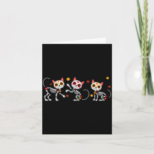 Dag van de dode kleurrijke skelet katten mexicaans kaart
