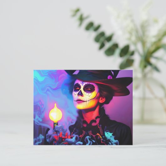 Dag van de dode kleurrijke vrouw briefkaart (Staand voorkant)