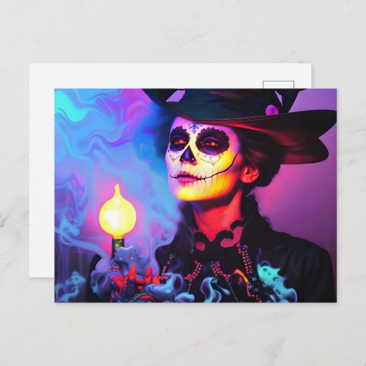 Dag van de dode kleurrijke vrouw briefkaart (Voorkant / Achterkant)