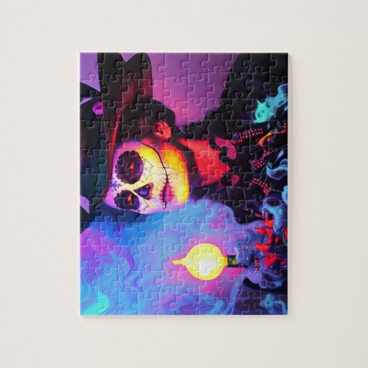 Dag van de dode kleurrijke vrouw legpuzzel (Verticaal)