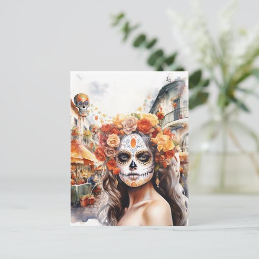 Dag van de Dode La Catrina Briefkaart (Staand voorkant)