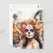 Dag van de Dode La Catrina Briefkaart (Voorkant / Achterkant)