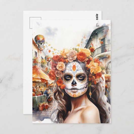 Dag van de Dode La Catrina Briefkaart (Voorkant / Achterkant)