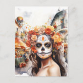 Dag van de Dode La Catrina Briefkaart (Voorkant)