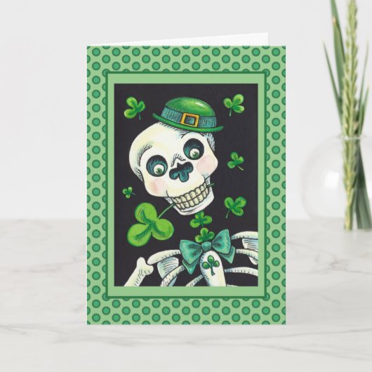 DAG VAN DE DODE LEPRECHAUN, ST. PADDY'S DAY SKULL FEESTDAGEN KAART (Voorkant)