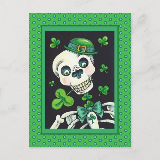 DAG VAN DE DODE LEPRECHAUN, ST. PADDY'S DAY SKULL FEESTDAGENKAART (Voorkant)