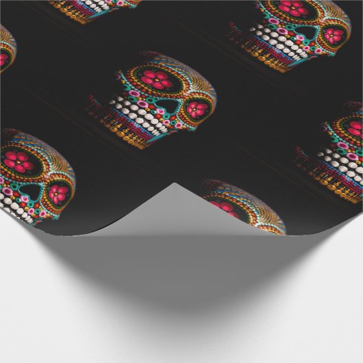 Dag van de Dode, Macabre Skull Cadeaupapier (Hoek)