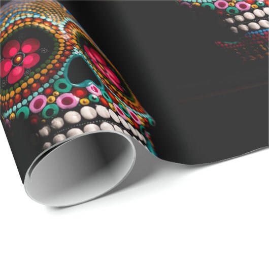 Dag van de Dode,  Macabre Skull Cadeaupapier (Rol Hoek)