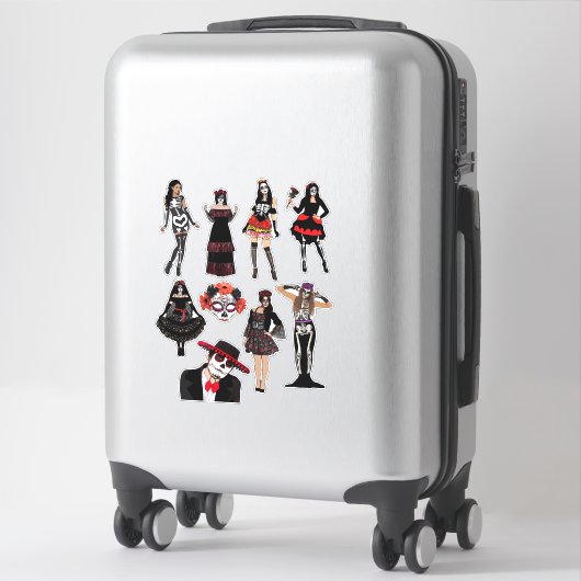 Dag van de Dode mannen Skelet-mensen kunst Sticker (Koffer)