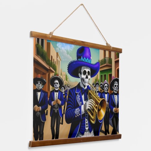 Dag van de dode Mariachi Art Tapestry Hangend Wandkleed (Gebogen)