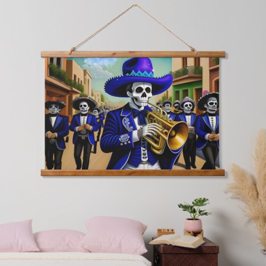 Dag van de dode Mariachi Art Tapestry Hangend Wandkleed (Slaapkamer)