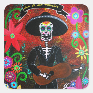 Dag van de Dode Mariachi Vierkante Sticker