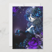 Dag van de Dode Meisje Paarse Blauwe Halloween Par Kaart (Achterkant)
