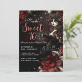 Dag van de Dode Meisje Zwart Rood Sweet 16 Party Kaart (Staand voorkant)
