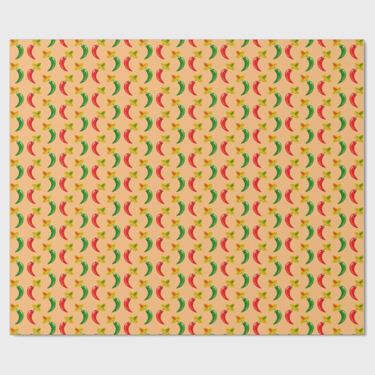 Dag van de Dode Mexicaan Chilis Patterned Cadeaupapier (Vlak)