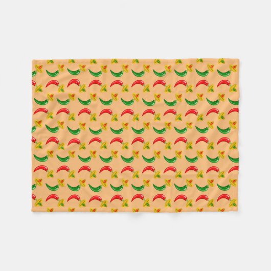 Dag van de Dode Mexicaan Chilis Patterned Fleece Deken (Voorkant (Horizontaal))