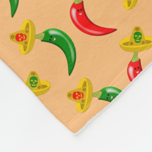 Dag van de Dode Mexicaan Chilis Patterned Fleece Deken (Hoek)