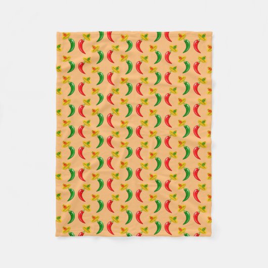 Dag van de Dode Mexicaan Chilis Patterned Fleece Deken (Voorkant)
