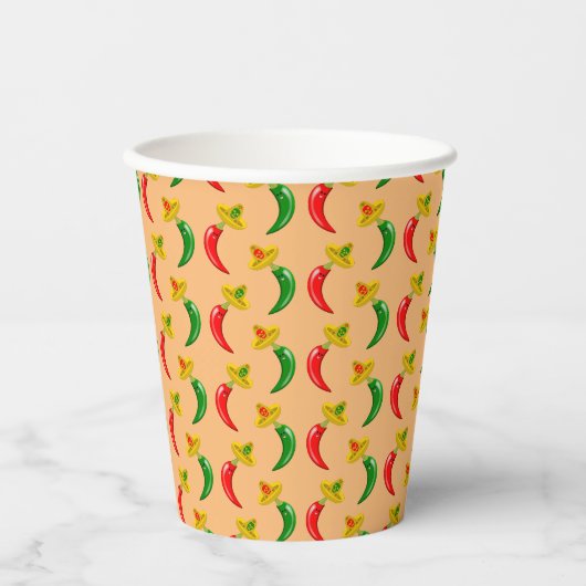 Dag van de Dode Mexicaan Chilis Patterned Papieren Bekers (Voorkant)