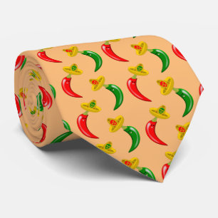 Dag van de Dode Mexicaan Chilis Patterned Stropdas