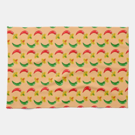 Dag van de Dode Mexicaan Chilis Patterned Theedoek (Horizontaal)