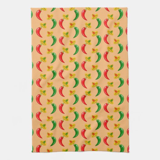 Dag van de Dode Mexicaan Chilis Patterned Theedoek (Verticaal)