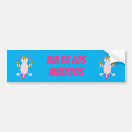 Dag van de dode Mexicaanse Axolotl Aangepast Bumpersticker (Voorkant)