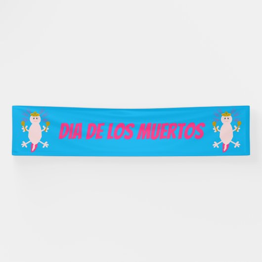 Dag van de dode Mexicaanse Axolotl Aangepast Spandoek (Horizontaal)