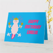 Dag van de dode Mexicaanse Axolotl Birthday Kaart (Gele Bloem)